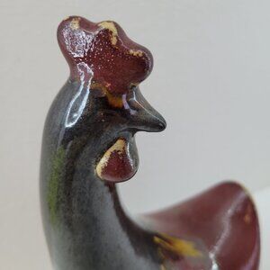 2 Chicken Rooster Hen 15" Home Decor Giftcraft Drip Glaze Pottery Statue Artsy